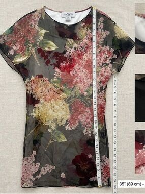 Lanvin Paris 100% Silk Floral Chiffon Sheer Dress / Tunic - France - Size 36